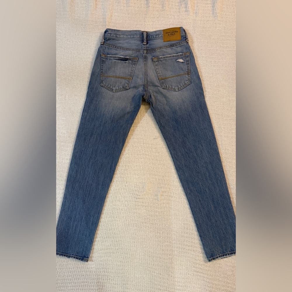 Abercrombie & Fitch Women's Distressed Straight Leg Jeans W26 L28 Blue - Picture 9 of 10